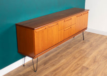 Load image into Gallery viewer, Retro Teak 1960s Long Meredew Sideboard On Hairpin Legs