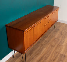 Load image into Gallery viewer, Retro Teak 1960s Long Meredew Sideboard On Hairpin Legs