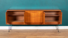 Load image into Gallery viewer, Retro Teak 1960s Long Meredew Sideboard On Hairpin Legs