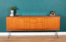 Load image into Gallery viewer, Retro Teak 1960s Long Meredew Sideboard On Hairpin Legs