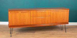 Retro Teak 1960s Long Meredew Sideboard On Hairpin Legs