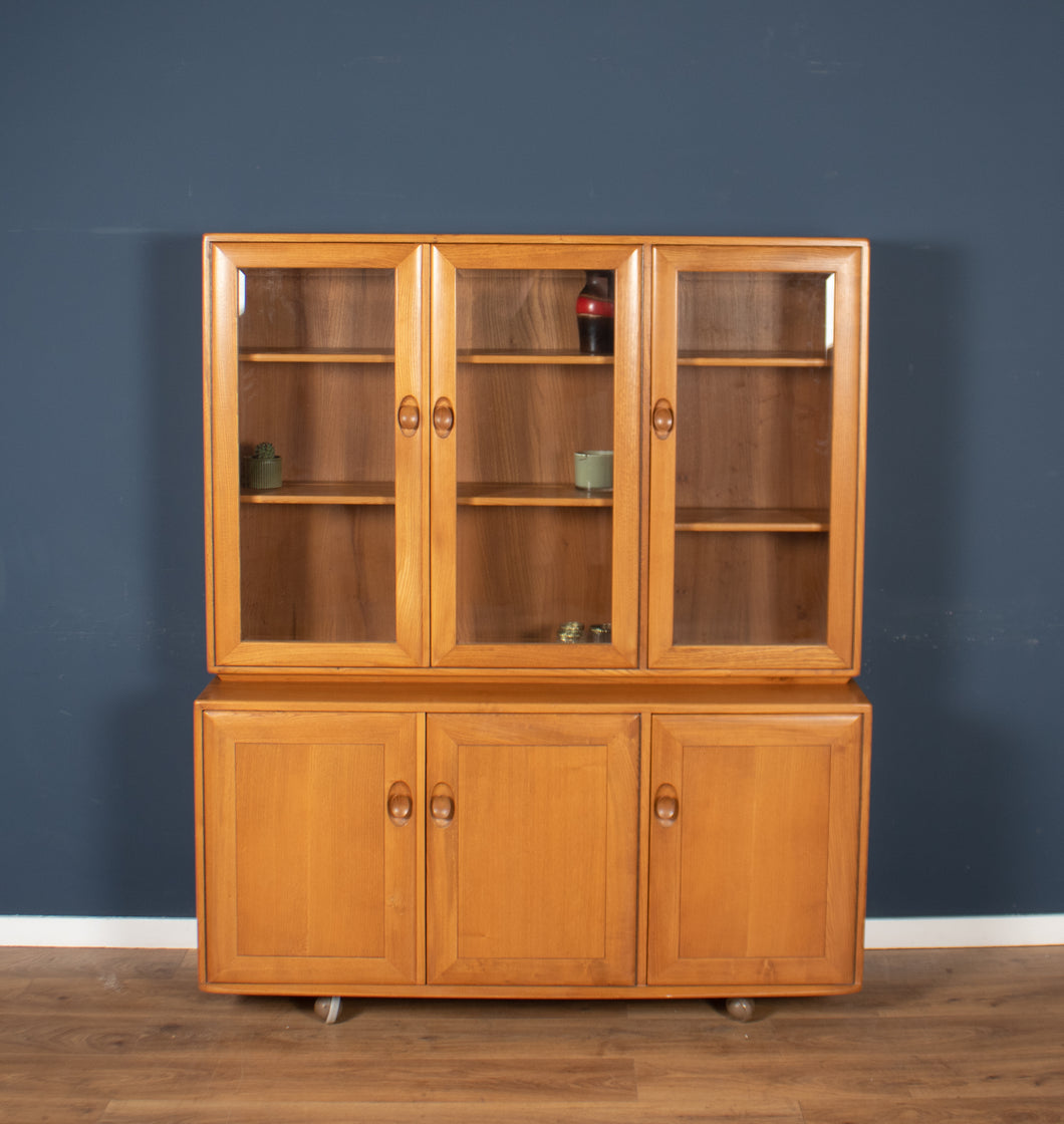 Vintage Ercol Elm Windsor Glazed Display Dresser Sideboard Model 803, 806