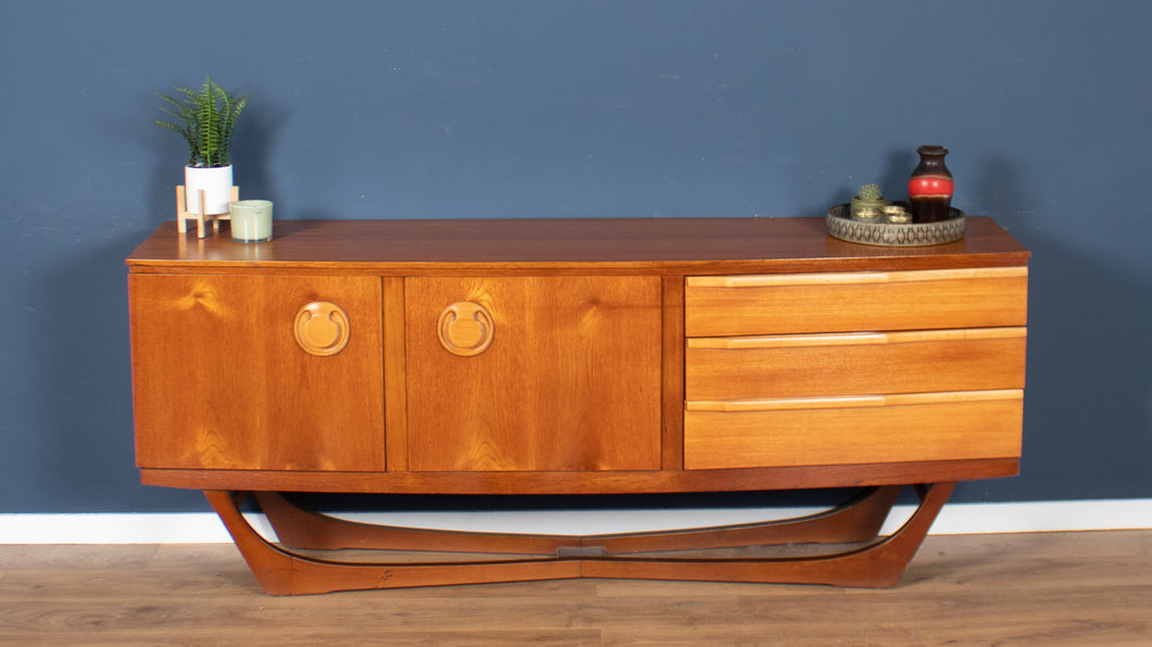 Teak 1960s Beutility Mid Century Sideboard With X Legs