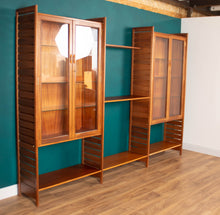 Load image into Gallery viewer, Retro Teak 1960s Mid Century Three Bay Ladder Shelving System