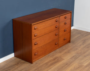 Retro Teak 1960s Stag 8 Drawer Chest Of Drawers Sideboard