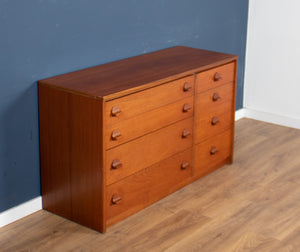 Retro Teak 1960s Stag 8 Drawer Chest Of Drawers Sideboard