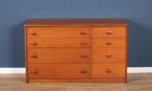 Retro Teak 1960s Stag 8 Drawer Chest Of Drawers Sideboard