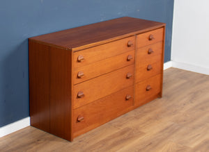 Retro Teak 1960s Stag 8 Drawer Chest Of Drawers Sideboard