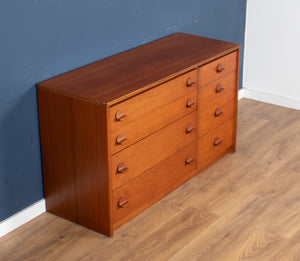 Retro Teak 1960s Stag 8 Drawer Chest Of Drawers Sideboard