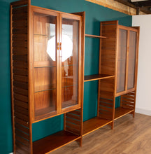 Load image into Gallery viewer, Retro Teak 1960s Mid Century Three Bay Ladder Shelving System