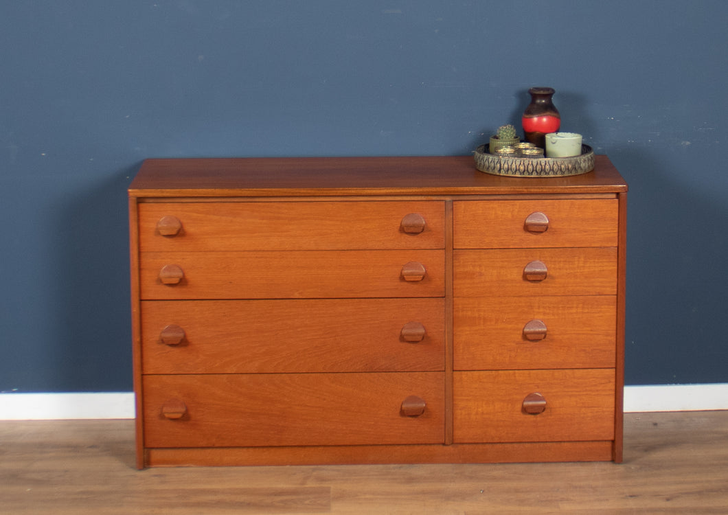 Retro Teak 1960s Stag 8 Drawer Chest Of Drawers Sideboard