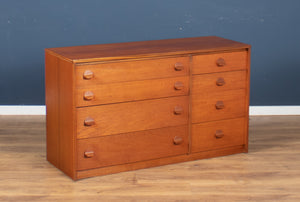 Retro Teak 1960s Stag 8 Drawer Chest Of Drawers Sideboard