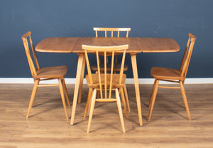 Retro Blonde Ercol Model 383 Dining Table & Four Stick Back Kitchen Dining Chairs CHAIRS ONLY