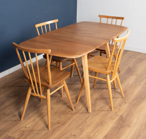 Retro Blonde Ercol Model 383 Dining Table & Four Stick Back Kitchen Dining Chairs CHAIRS ONLY