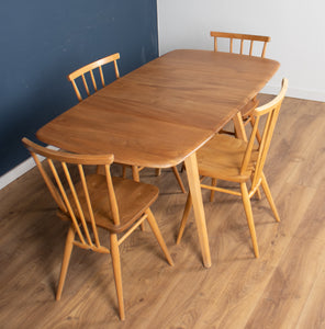 Retro Blonde Ercol Model 383 Dining Table & Four Stick Back Kitchen Dining Chairs CHAIRS ONLY