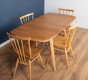 Retro Blonde Ercol Model 383 Dining Table & Four Stick Back Kitchen Dining Chairs CHAIRS ONLY