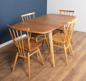 Retro Blonde Ercol Model 383 Dining Table & Four Stick Back Kitchen Dining Chairs CHAIRS ONLY