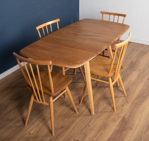 Retro Blonde Ercol Model 383 Dining Table & Four Stick Back Kitchen Dining Chairs CHAIRS ONLY