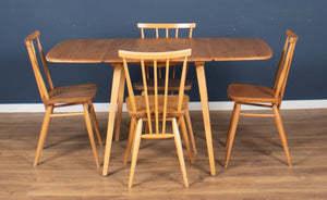 Retro Blonde Ercol Model 383 Dining Table & Four Stick Back Kitchen Dining Chairs CHAIRS ONLY