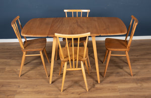 Retro Blonde Ercol Model 383 Dining Table & Four Stick Back Kitchen Dining Chairs CHAIRS ONLY