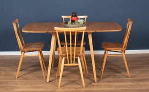 Retro Blonde Ercol Model 383 Dining Table & Four Stick Back Kitchen Dining Chairs CHAIRS ONLY