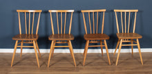 Load image into Gallery viewer, Retro Blonde Ercol Model 383 Dining Table &amp; Four Stick Back Kitchen Dining Chairs CHAIRS ONLY