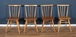 Retro Blonde Ercol Model 383 Dining Table & Four Stick Back Kitchen Dining Chairs CHAIRS ONLY