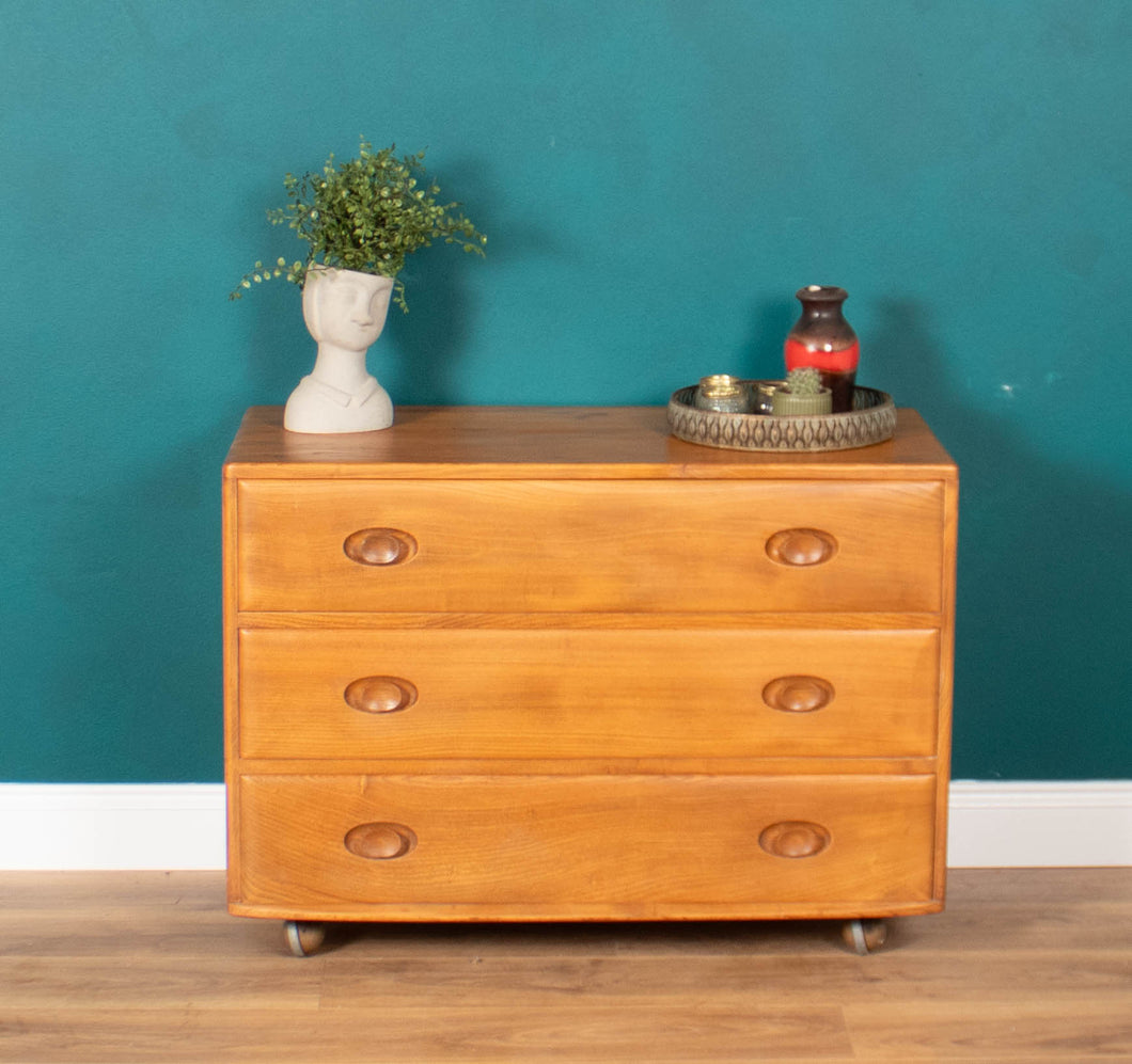 Vintage Restored Ercol Windsor Model 483 Chest Of Drawers Blonde Elm