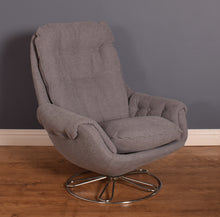 Load image into Gallery viewer, Retro Re-upholstered 1960s Scandinavian Swivel Chair Chrome Base Lounge Chair