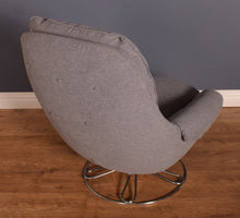 Load image into Gallery viewer, Retro Re-upholstered 1960s Scandinavian Swivel Chair Chrome Base Lounge Chair