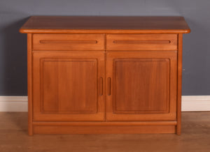 Retro Short Solid Teak Style Danish Long Sideboard By Skovby