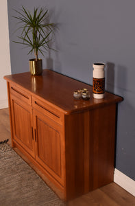 Retro Short Solid Teak Style Danish Long Sideboard By Skovby