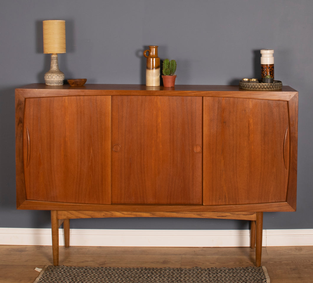 Retro Teak 1960s Danish Highboard Sideboard