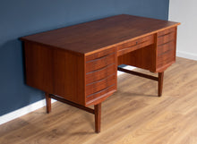 Load image into Gallery viewer, Retro Danish Teak 1960s Mid Century Pedestal Desk Two Sided