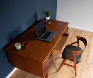 Retro Danish Teak 1960s Mid Century Pedestal Desk Two Sided