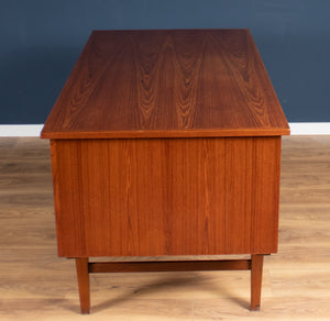 Retro Danish Teak 1960s Mid Century Pedestal Desk Two Sided