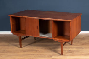 Retro Danish Teak 1960s Mid Century Pedestal Desk Two Sided