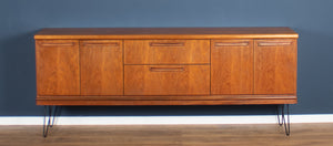 Retro Teak 1960s Long Meredew Mid Century Sideboard On Hairpin Legs