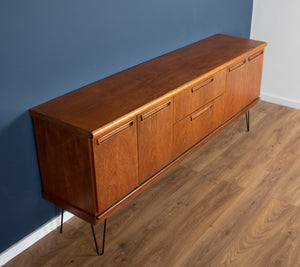 Retro Teak 1960s Long Meredew Mid Century Sideboard On Hairpin Legs