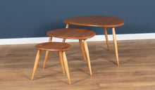 Load image into Gallery viewer, Vintage Retro Ercol Windsor Blonde Elm &#39;Pebble&#39; Nesting Tables Model 354