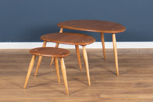 Load image into Gallery viewer, Vintage Retro Ercol Windsor Blonde Elm &#39;Pebble&#39; Nesting Tables Model 354