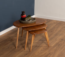 Load image into Gallery viewer, Vintage Retro Ercol Windsor Blonde Elm &#39;Pebble&#39; Nesting Tables Model 354