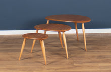 Load image into Gallery viewer, Vintage Retro Ercol Windsor Blonde Elm &#39;Pebble&#39; Nesting Tables Model 354