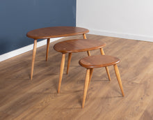 Load image into Gallery viewer, Vintage Retro Ercol Windsor Blonde Elm &#39;Pebble&#39; Nesting Tables Model 354