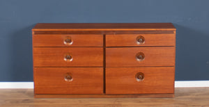 Retro Teak 1960s Meredew Six Drawer Double Chest Of Drawers Sideboard