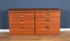 Retro Teak 1960s Meredew Six Drawer Double Chest Of Drawers Sideboard