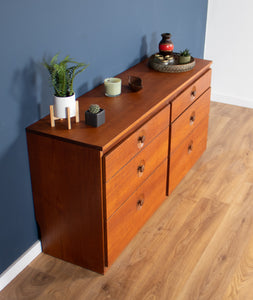 Retro Teak 1960s Meredew Six Drawer Double Chest Of Drawers Sideboard