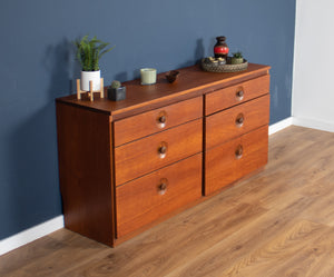 Retro Teak 1960s Meredew Six Drawer Double Chest Of Drawers Sideboard