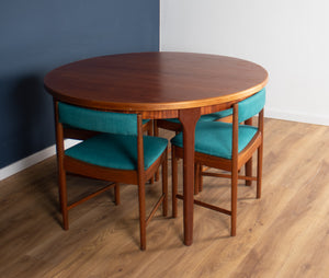 Round Mcintosh Dining Table & 4 Four Chairs Space Saving Tuck Under