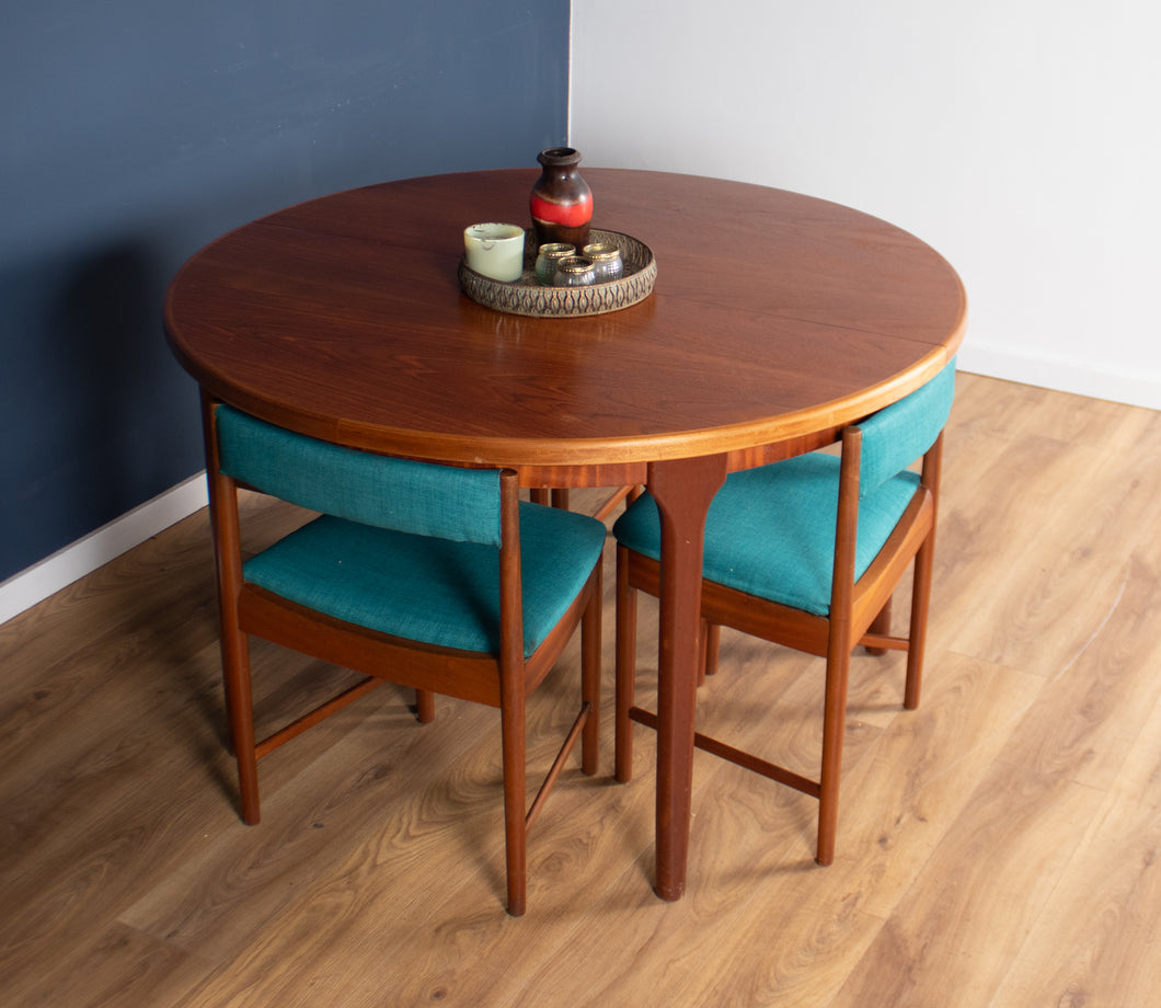 Round Mcintosh Dining Table & 4 Four Chairs Space Saving Tuck Under